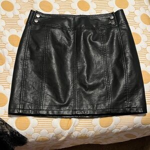 Free People Black Faux Leather Mini Skirt